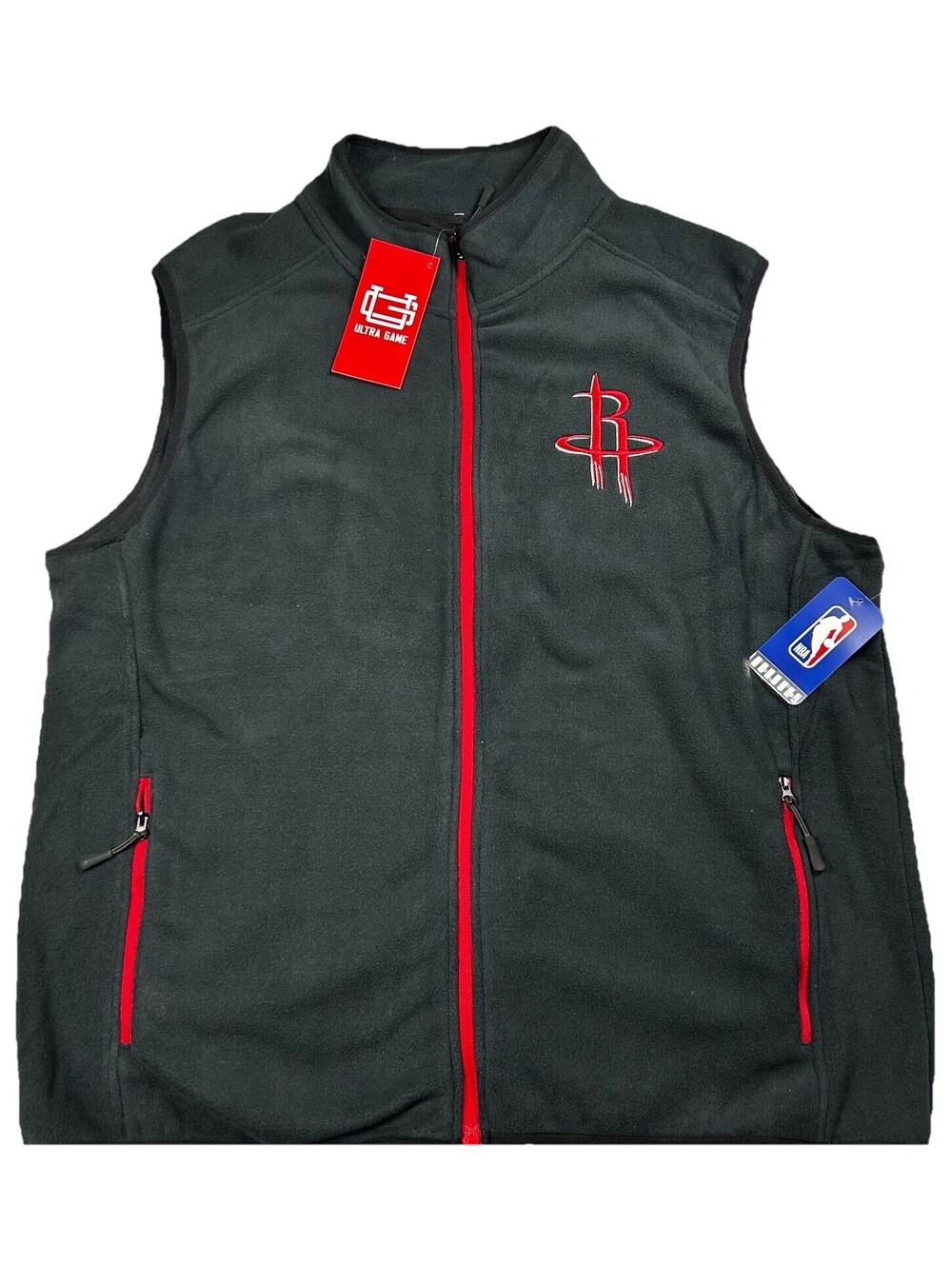 Houston Rockets Vest Men's XL Black Red Performance Basketball Fleece Ultra Game